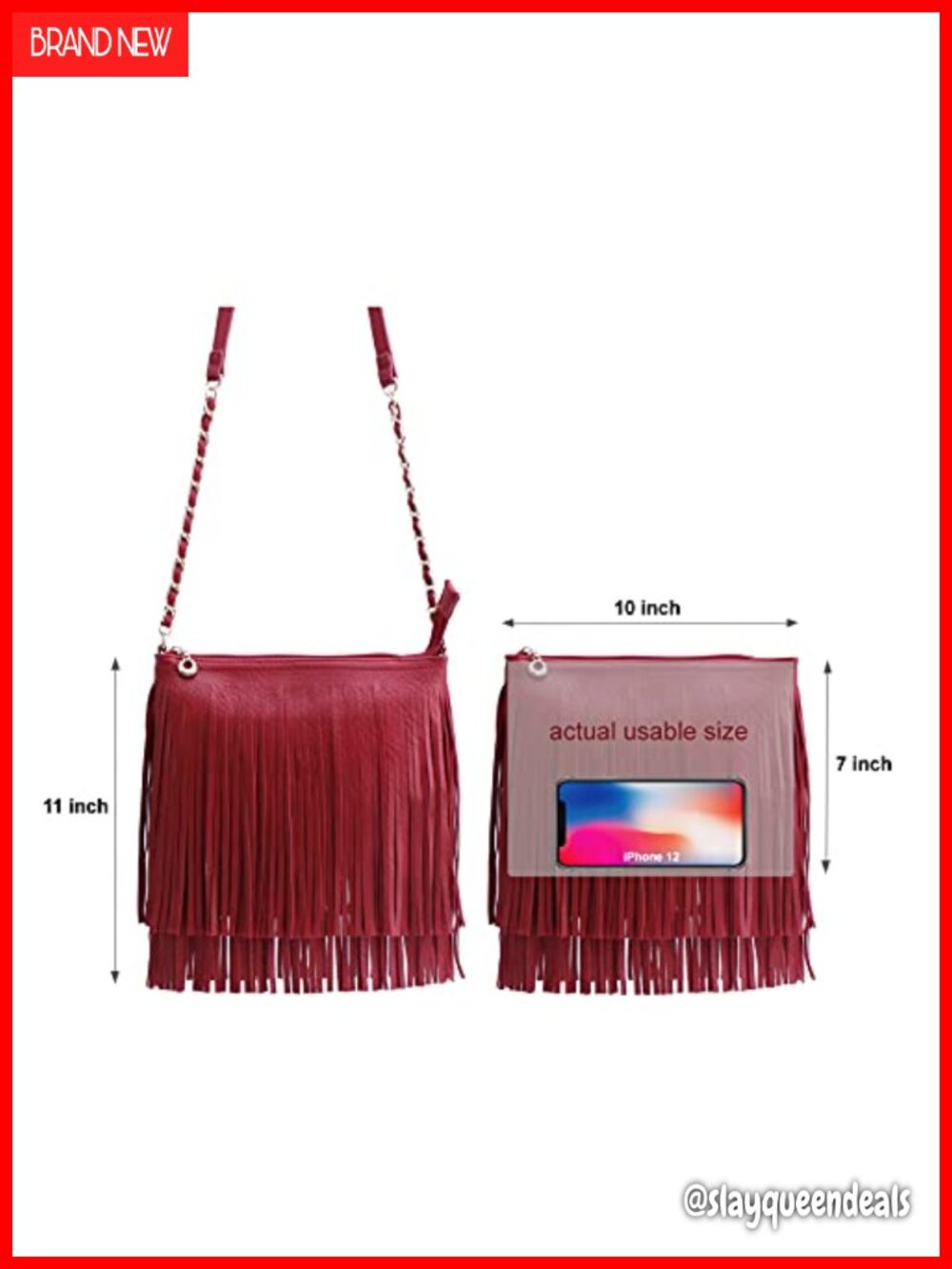 Fringe Crossbody Shoulder Bag with Adjustable Strap Tassel Messenger Purse - Picture 5 of 6